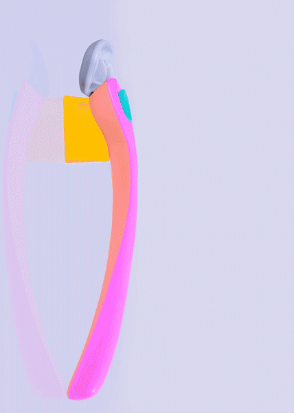 Animation showing hands attaching different colored Billie razors to their magnetic holder on a shower wall